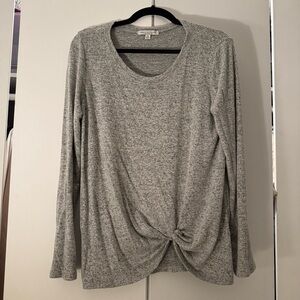 Make an offer! Green Envelope Heather Gray Twist long sleeve Top size medium